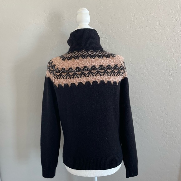 SALE - NWT Ann Taylor Black Nordic Fair Isle Turtleneck Sweater, Size “XS” - Picture 4 of 8